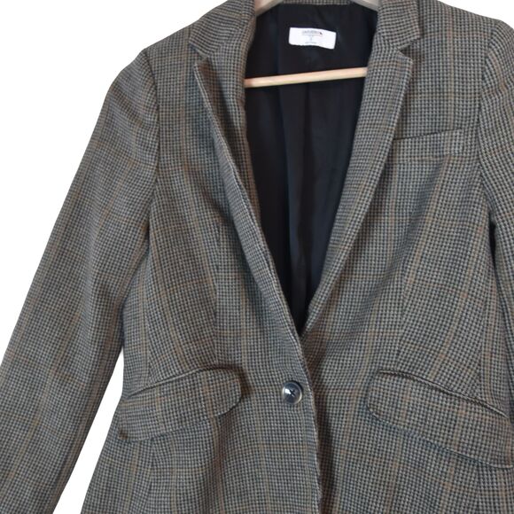 UNTUCKit Womens 2 Brown Houndstooth Wool Blend 1Button Blazer Jacket - Picture 2 of 8